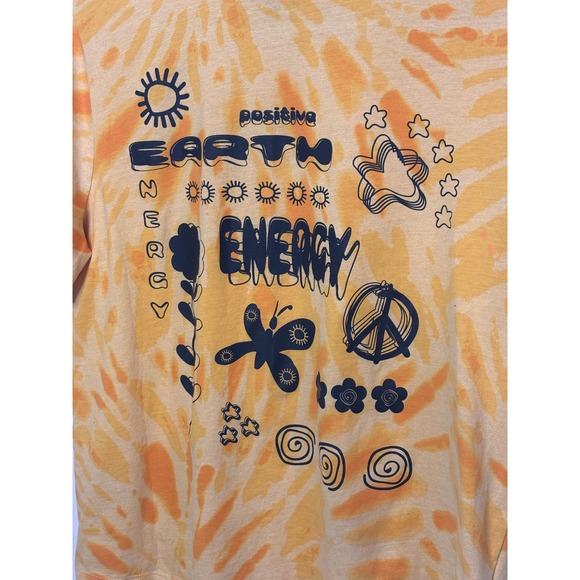 H&M Divided Yellow Tie Dye Positive Earth Energy Graphic T Shirt Women's Medium - Picture 6 of 7